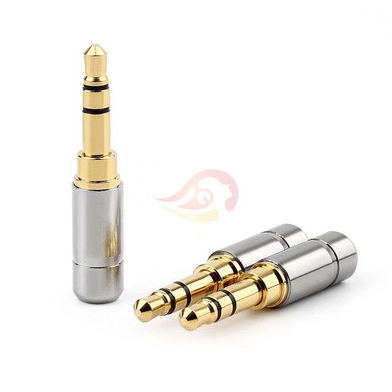 Mini 3.5 มม. 3 ขั้ว แจ็คหูฟังสเตอริโอ ทองบริสุทธิ์สูงขุบทอง - สีเงิน