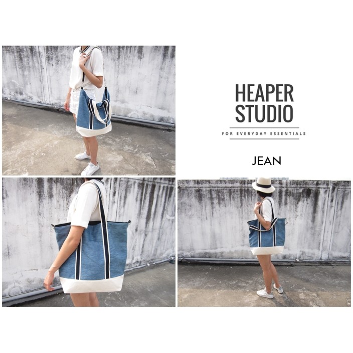 Heaper 2Tone กระเป๋าครูพี่เก้า ผ้าแคนวาส มี5สี ตอกชื่อได้ สายถอดได้ มี ...