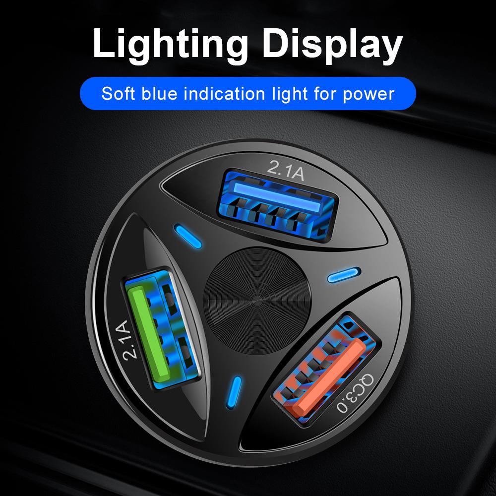 3 Ports USB อะแดปเตอร์ชาร์จไฟ LED Display QC 3.0 สำหรับ Android
