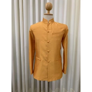 เสื้อไหมชายสีดำคอพระราชทานตัดเย็บอย่างดีอัดผ้ากาวเรียบร้อยมีหลายสีอะไรไซส์ให้เลือกมีราคาปลีกส่งสนใจสอบถาม 0942 5346 88