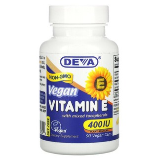 New 🇺🇸PreOrder🌟🌟 Deva, Vegan Vitamin E with Mixed Tocopherols, 400 IU, 90 Vegan Caps