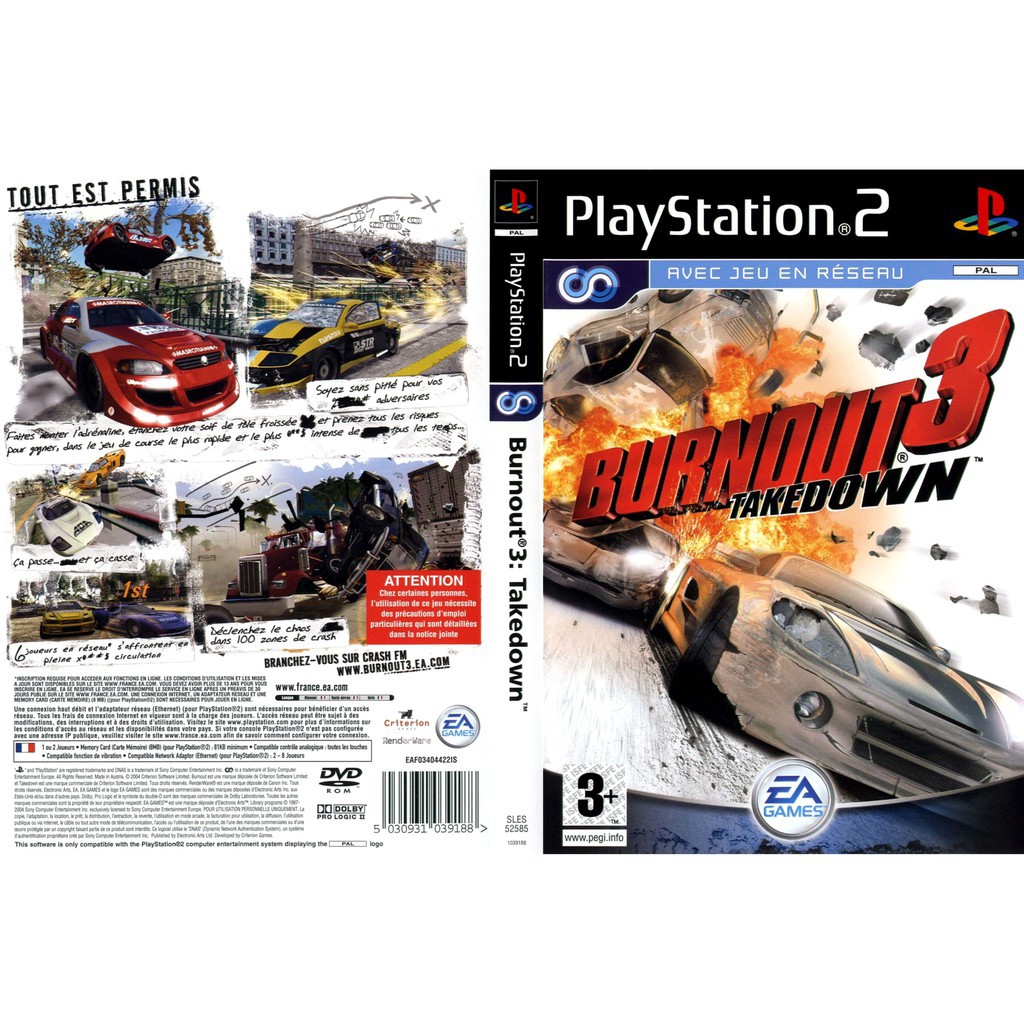 จอยเกมส์ ps2 แผ่นเกมส์ ps2 แผ่นเกมส์ PS2 (รับประกัน) Burnout 3 Takedown [USA]