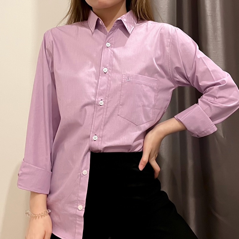 SIRIN SHIRT - ม่วงลายทางขาว