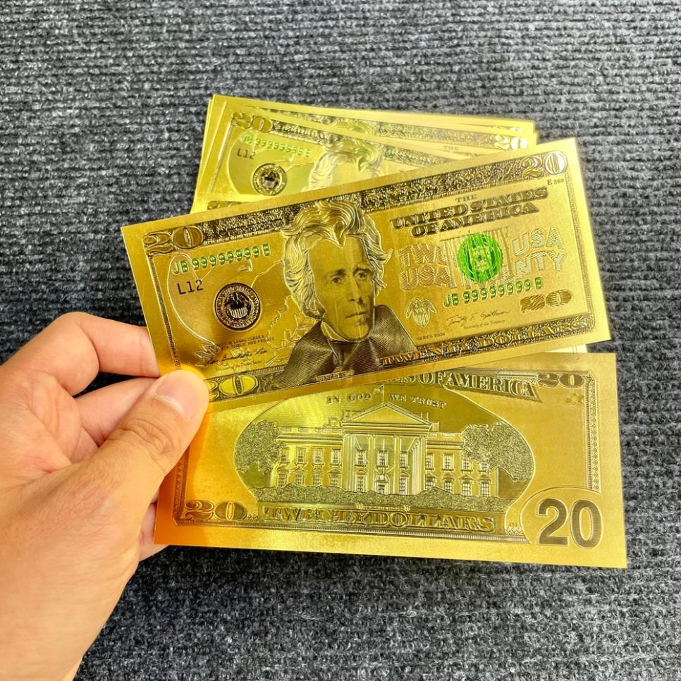 ธนบัตรที่ระลึกพลาสติก 20 ดอลลาร์ (20 USD) ทองชุบโชคดีปีใหม่เงินโชคดี