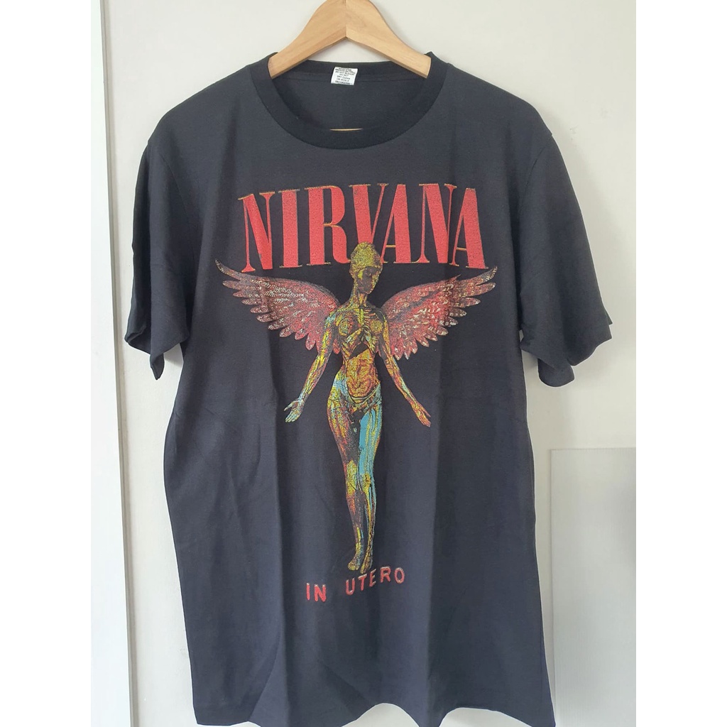 เสื้อยืดคอกลมเสื้อยืด Nirvana T-shirtผ้าฝ้ายแท้