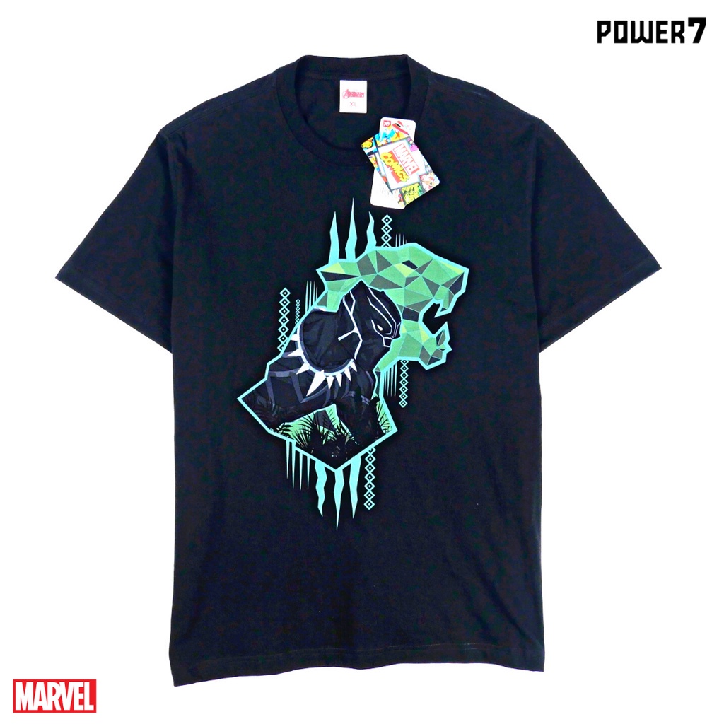 Power 7 Shop เสื้อยืดการ์ตูน มาร์เวล Black Panther ลิขสิทธ์แท้ MARVEL COMICS T-SHIRTS (MVX-177)