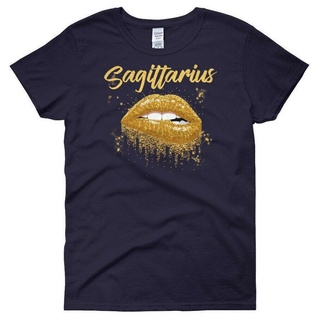 New Top Sale Mens Short Sleeve Sagittarius Zodiac Birthday Golden Lips T-Shirt T-Shirt Black Lip Tshirt Summer Casual L