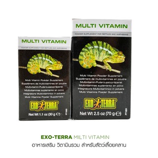 Exo Terra Multi Vitamin อาหารเสริม วิตามินรวม สำหรับสัตว์เลื้อนคลานและสัตว์ครึ่งบกครึ่งน้ำ  (70g)