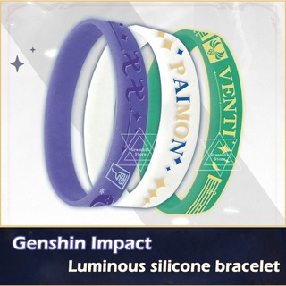 พร้อมส่ง สร้อยข้อมือซิลิโคน Genshin Impact Klee Paimon เรืองแสง สำหรับงานปาร์ตี้