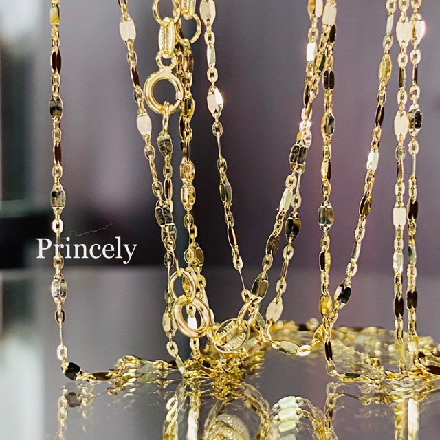 Princelyสร้อยคอทอง9เคแท้ รุ่นจันกะพริบโซ่คั่น🌙ใส่สวยเล่นไฟวิบวับ✨✨