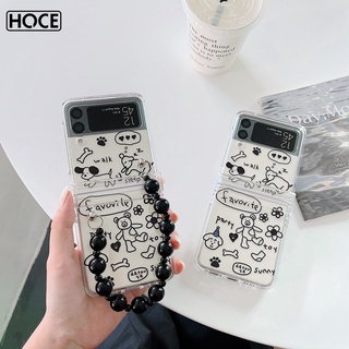 Hoce ZFLIP5 เคสโทรศัพท์มือถือแบบใส กันกระแทก ลายการ์ตูน พร้อมสายโซ่คล้อง สําหรับ Samsung Galaxy Z Flip 3 5G Z Flip 4 Zflip4