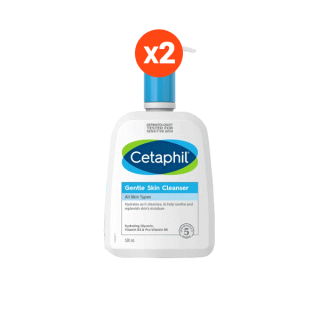 [แพคคู่สุดคุ้ม] เซตาฟิล Cetaphil Gentle Skin Cleanser เจลทำความสะอาดผิวหน้าและผิวกาย สำหรับผิวบอบบาง แพ้ง่าย และทุกสภาพผิว 500ml.
