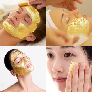 GOLD ทองคำแผ่นแท้บริสุทธิ์ 24 k กะรัต(1แผ่น) 8*8cm cosmetic gradeใช้ร่วมกับเซรั่มหรือครีมนวดหน้า