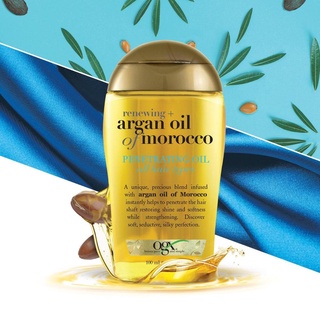 แท้100% OGX Renewing + Argan Oil of Morocco Penetrating Oil 100ml. โอจีเอ็กซ์ รีนิววิ่ง อาร์แกน ออยล์ ออฟ โมรอคโค