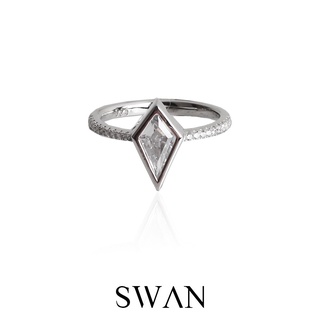 SWAN - Mini Pipa Ring Silver แหวนเงินแท้ ฝังเพชรคิวบิกเซอร์โคเนีย cubic zirconia