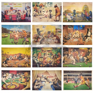 โปสเตอร์วินเทจ เรื่องของหมา กวนๆ ขำๆ, ขนาด 33 x 48 ซม., กระดาษอาร์ต 250 แกรม ย้อมเก่า