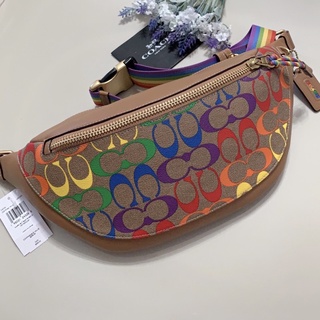 🌈 Warren Belt Bag in Rainbow Signature Canvas Coach C4006