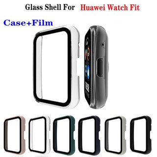 เคส PC ป้องกันเต็มจอ พร้อมกระจกนิรภัย สําหรับ Huawei Watch Fit Cover