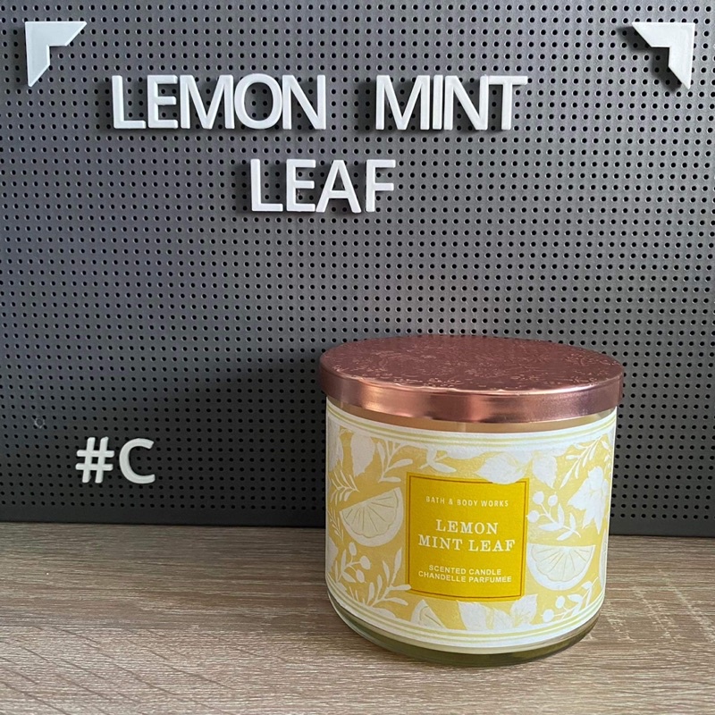 (แท้100%) Bath&amp;BodyWorks Lemon Mint Leaf เทียนหอม3ไส้ BBW กลิ่น เลม่อนมิ้นต์ลีฟ