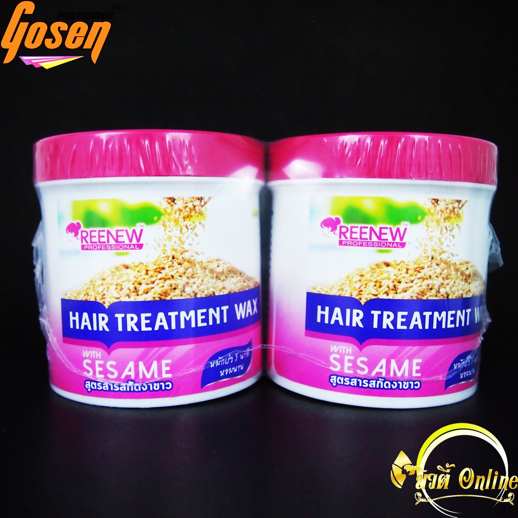 รีนิว แฮร์ ทรีทเม้นท์ แว็กซ์ วิธ แซสซะมี สูตรสารสกัดงาขาว Reenew hair treatment wax with sasame 500x2 ml