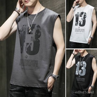 hiphop เสื้อกล้ามแขนกุด เสื้อยืดแขนกุดชายหลวม BF สไตล์ฮ่องกงสตรีทฮิปฮอปฤดูร้อนบุคลิกภาพเสื้อกั๊กแบรนด์เสื้อกั๊กอินกีฬาบา