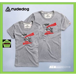 Rudedog เสื้อคอกลม ชาย หญิง  รุ่น New superdog  สีเทาอ่อน