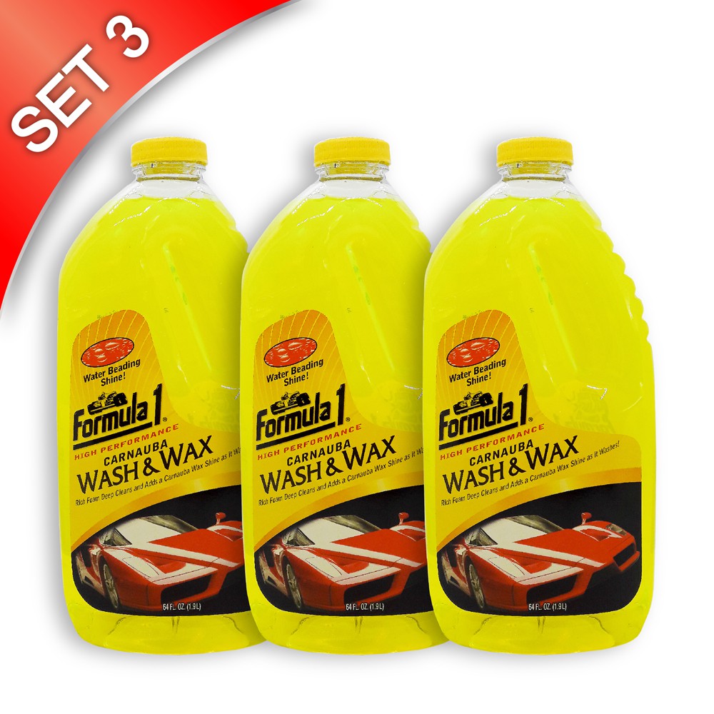 FORMULA 1 CARNAUBA WASH & WAX แชมพูล้างพร้อมเคลือบสีรถ จากอเมริกา ขนาด 1.9 LT. แพค 3 ขวด