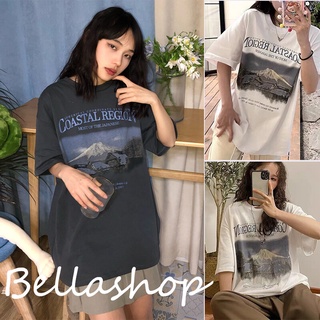 Bella🌻เสื้อยืด👕เสื้อยืดพิมพ์ลายสตรีทสไตล์เกาหลีสีดำและสีขาว✨พร้อมส่งจากกทม มาถึงใน 3-5 วัน