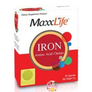 MaxxLife Iron Amino Acid Chelate แม็กซ์ไลฟ์ ไอรอน อะมิโน แอซิด คีเลต 30 เม็ด