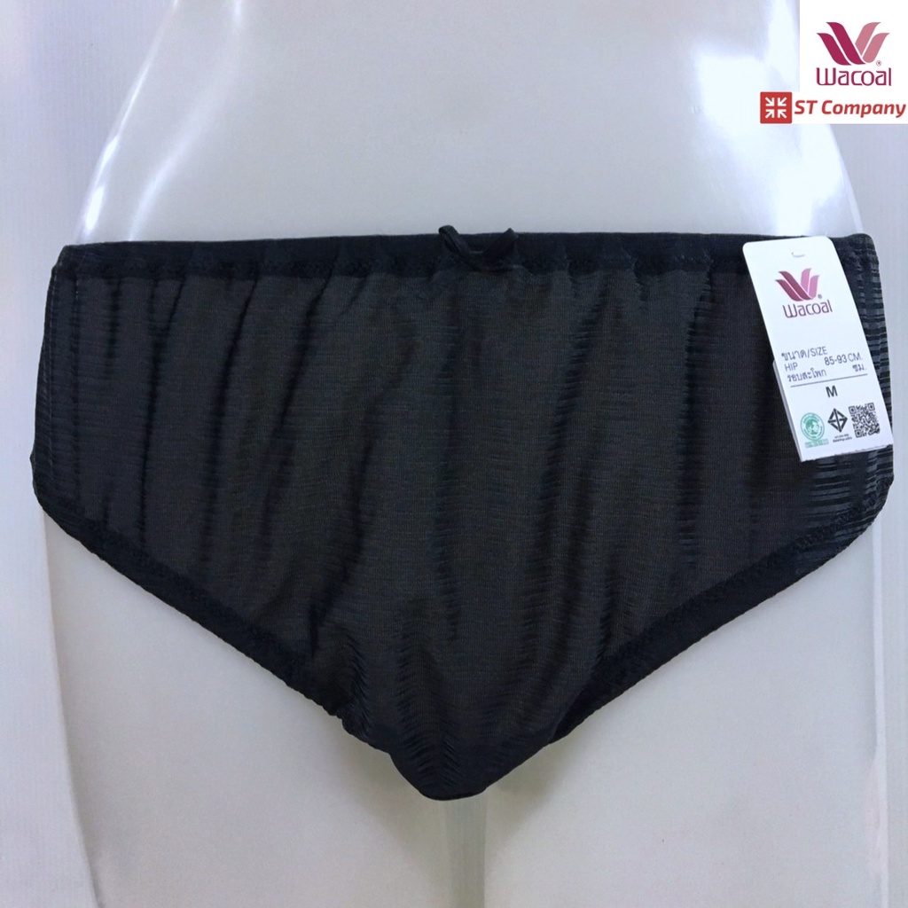 กางเกงในร้อยยาง Wacoal แบบครึ่งตัว (Half) ดำ (Black) รุ่น WU3933 วาโก้ ผ้าไนล่อน ผ้าลื่น ไนล่อน Wacoal