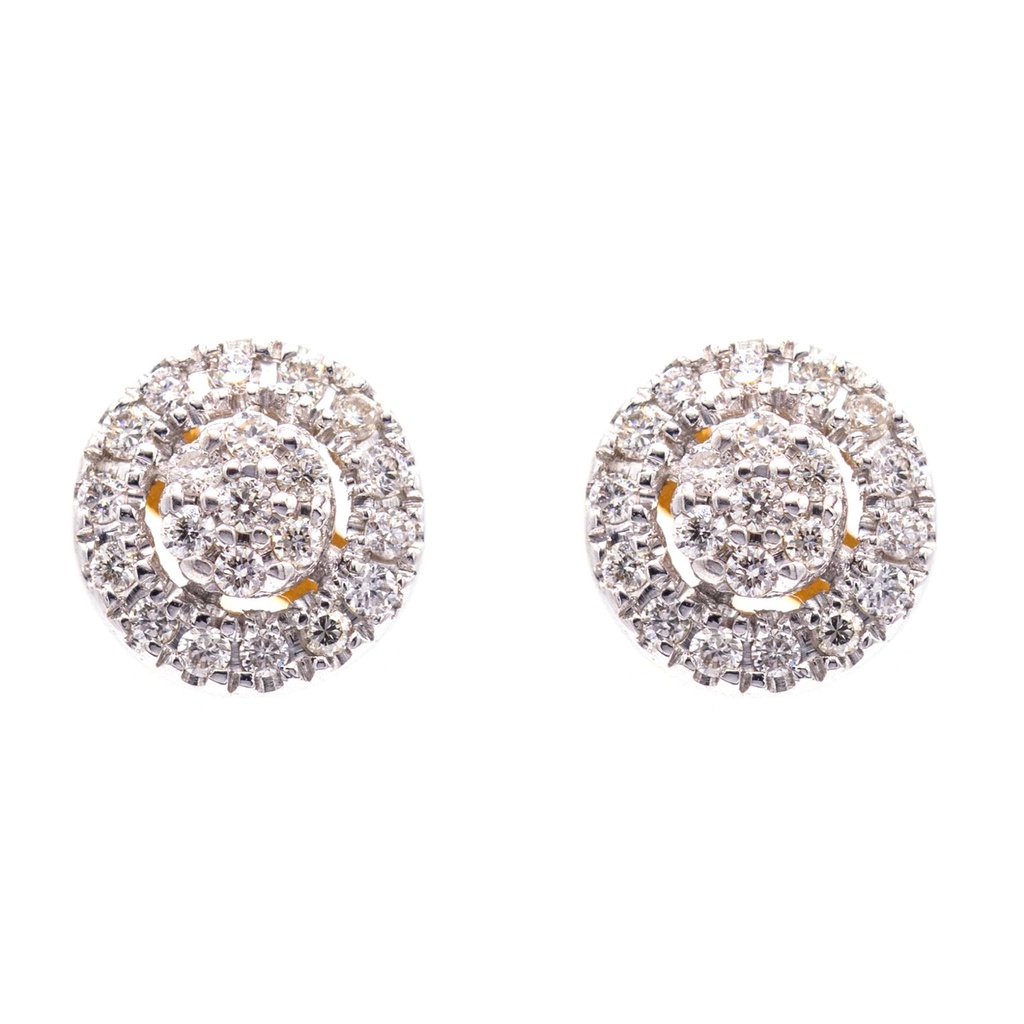 Happy jewelry ต่างหูเพชร ต่างหูล้อมกลม เรียบ หรู ต่างหูทองเพชรแท้ ทองแท้ 37.5% ER107