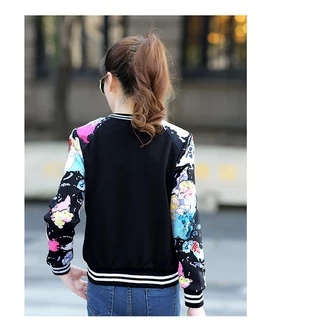 เสื้อแจ็คเก็ตแขนยาวลายดอกไม้ที่แขน มีกระเป๋าและซิปหน้า (ใส่ได้ทั้งหญิงเเละชาย) 2สี4ไซส์ M-XXL พร้อมส่ง