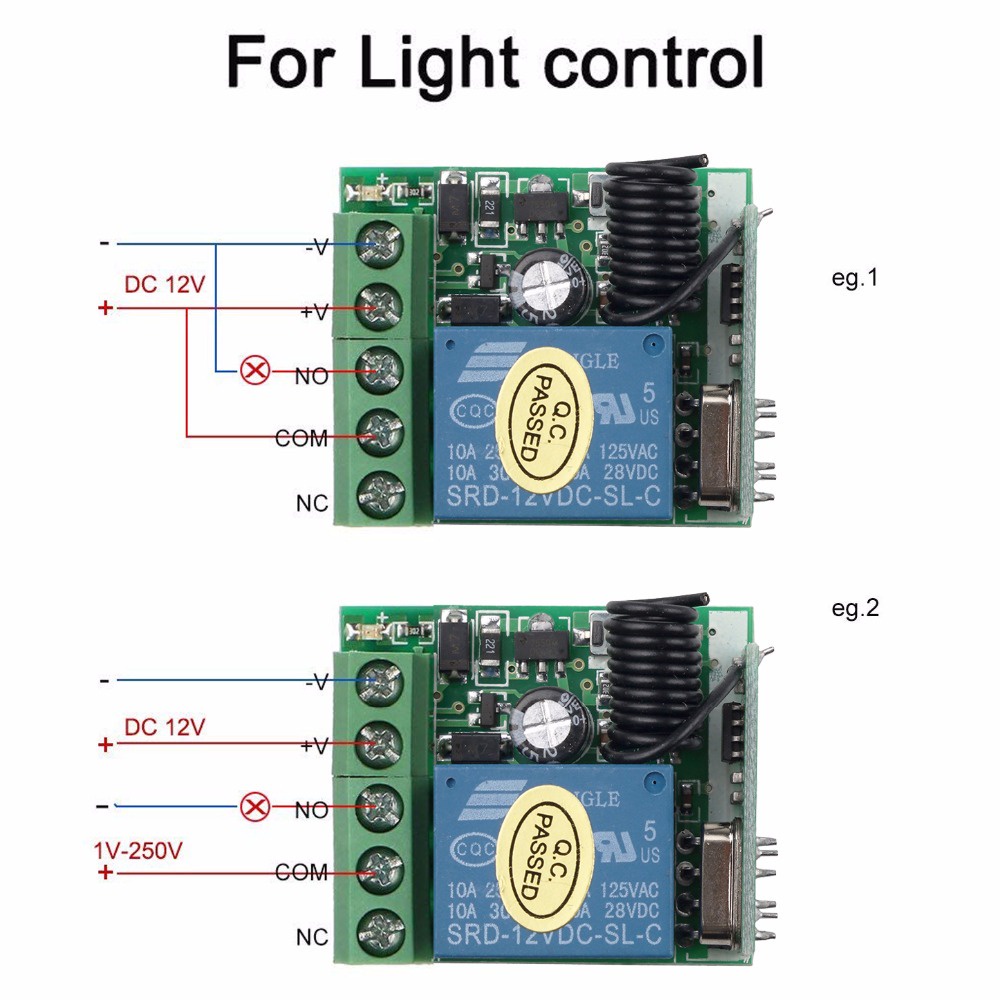 DC 12V 1 CH รีเลย์โมดูล 433Mhz RF รูปที่ 5