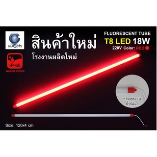 IWACHI หลอดนีออนสี ขั้วกันน้ำ รุ่นใหม่ LED T8 18W สีแดง