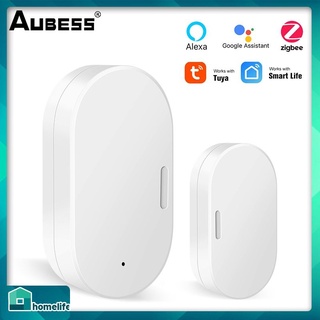 Aubess Tuya Zigbee เซนเซอร์ประตูหน้าต่างไร้สายเซนเซอร์เปิดประตูเพื่อความปลอดภั