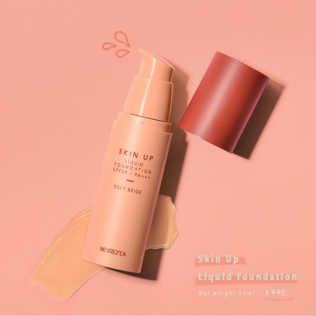 ล๊อตใหม่ #หัวปั๊ม Merrezca Skin Up Liquid Foundation Spf 50 PA+++ 30 ml ...