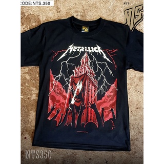 NTS 350 Metallica M Tower ROCK เสื้อยืด เสื้อวง เสื้อดำ สกรีนลายอย่างดี ผ้าหนานุ่ม ไม่หดไม่ย้วย NTS T SHIRT S M L XL XXL