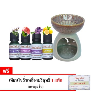 SenOdos ชุดเซ็ต น้ำมัน + เตาเผา น้ำมันหอมระเหย (ชุดกลิ่นสำหรับผู้หญิง) Essential Oil For Women Set1 10 ml x 4 กลิ่น