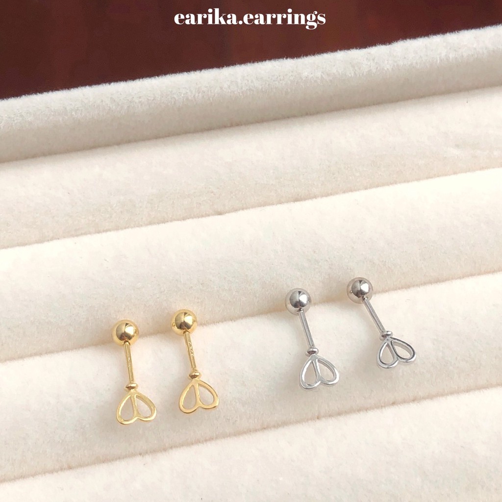 earika.earrings - heart key piercing จิวหูเงินแท้กุญแจหัวใจ (มีให้เลือกสองสี) เหมาะสำหรับคนแพ้ง่าย
