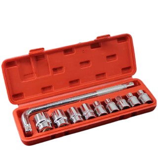 ชุดบล็อกประแจแอลเปลี่ยนหัวได้ 10 PCS SOCKET SET ALSO ชุดบล็อก ด้ามแอล CR-V 4 หุน 10-24 มิลลิเมตร 1/2" 4หุน