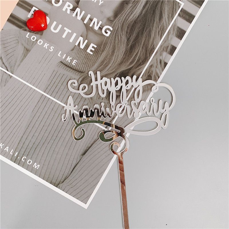 ป้ายปักเค้ก Happy Anniversary อะคริลิค รูปที่ 5