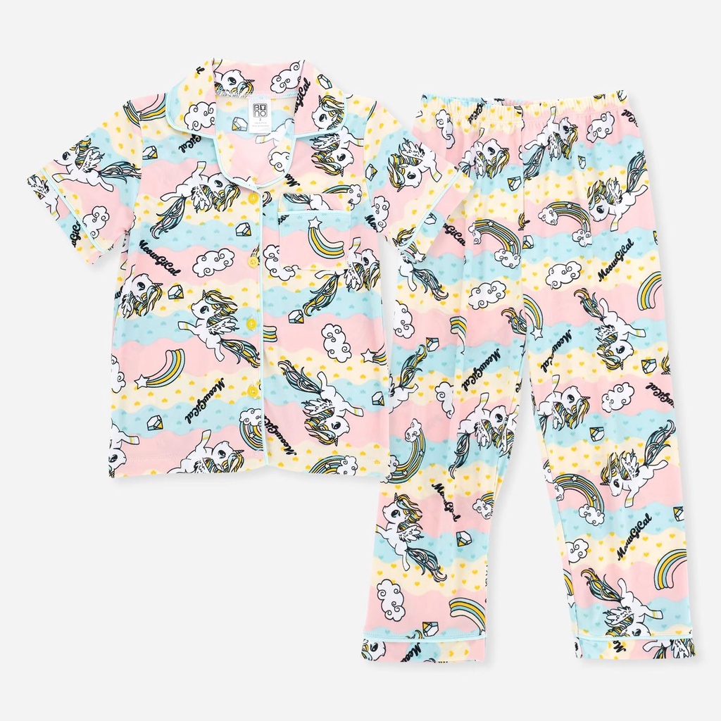 ชุดนอน​เด็กผู้หญิงแขนยาว ขายาว 🩳แขนสั้น ขายาว 👚แขนสั้น ขาสั้น แบรนด์​ BNO (size 1-8 ปี) พร้อมส่ง