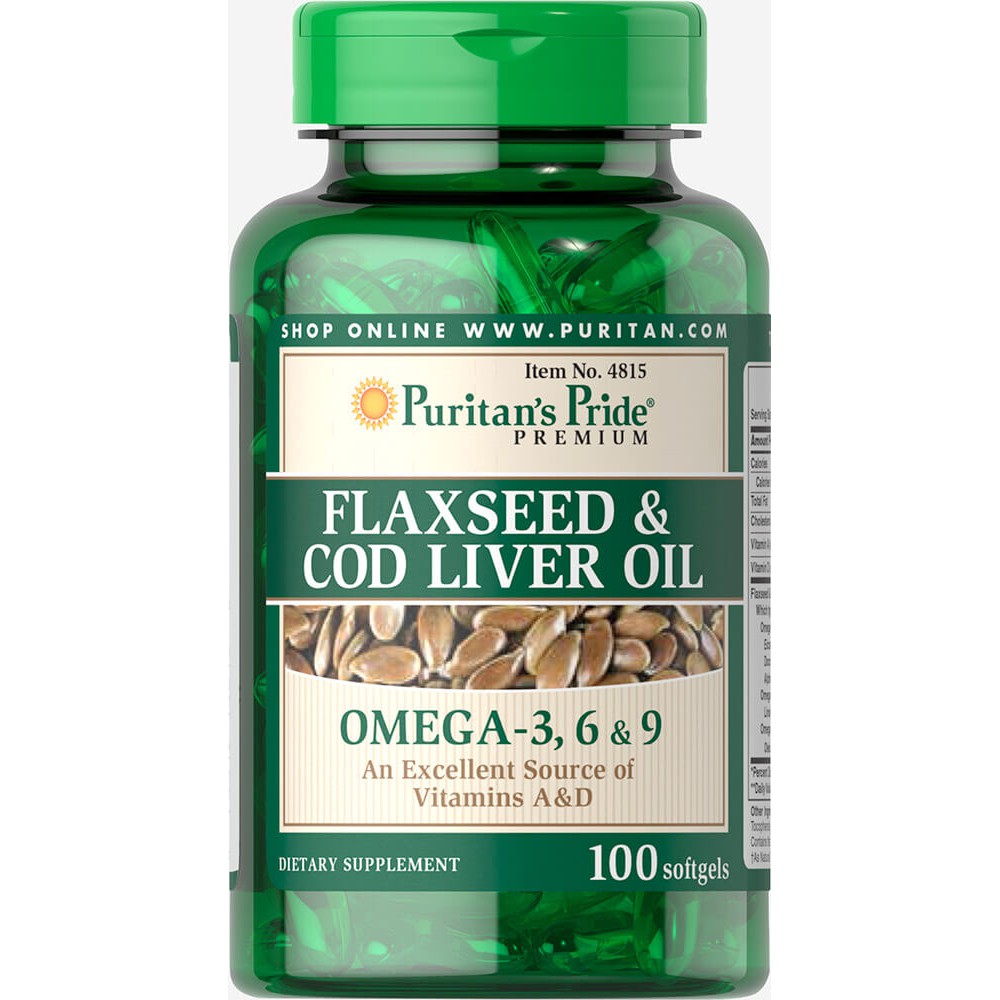 Puritan's Pride Flaxseed & Cod Liver Oil 1000 mg Omega 3, 6 & 9