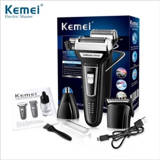 kemei เครื่อง​โกนหนวด /ตัดผม /ขนจมูกไร้สาย​ไฟฟ้า 3in1 แบบ USBชาร์จ รุ่น​Km-6559