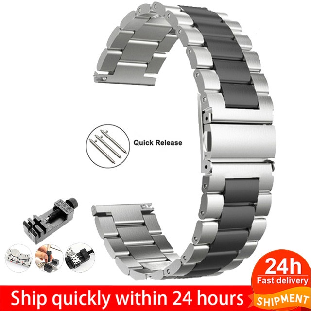 สายนาฬิกาข้อมือสเตนเลส 22 มม. 20 มม. พร้อมเครื่องมือ แบบเปลี่ยน สําหรับ Samsung Watch 3 Samsung Active 2 Gear S3 18 มม. 24 มม. Amazfit