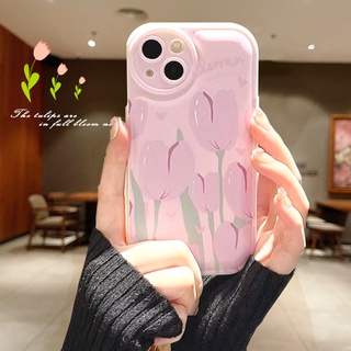 เคสโทรศัพท์มือถือ ลายดอกทิวลิป สีม่วง สําหรับ iPhone 13 12Promax x