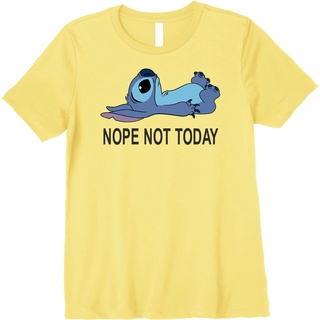 tshirtเสื้อยืดคอกลมฤดูร้อนเสื้อยืดแขนสั้นลําลอง คอกลม พิมพ์ลาย Disney Lilo &amp; Stitch Nope Not Today Premium แฟชั่นสําหรับ