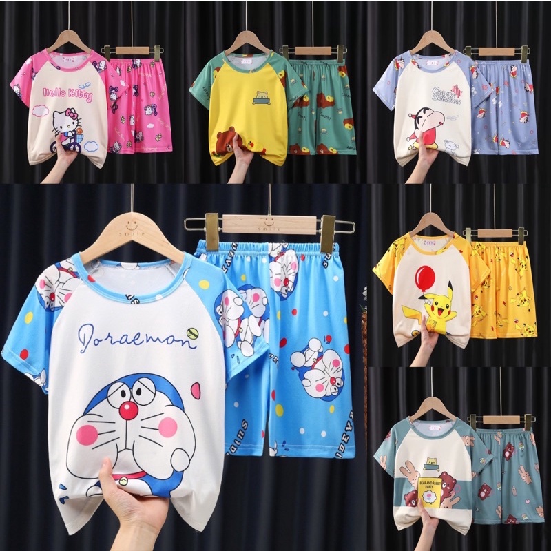 ลด10% โค้ด DDXDECW4 Lukkids Shop ชุดนอนเด็กลายการ์ตูนแขนสั้นแบบใหม่100cm-150cm นื้อผ้าลื่นใส่สบาย