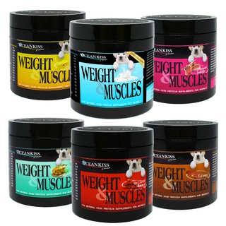 OCEANKISS WEIGHT &amp; MUSCLES อาหารเสริมเพิ่มน้ำหนัก บำรุงสุขภาพ ช่วยเจริญอาหาร สำหรับสุนัข (ขนาดบรรจุ 120 กรัม)