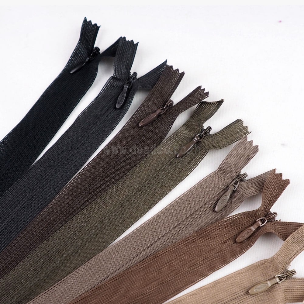 ซิปซ่อน ปิดท้าย ขนาด 20นิ้ว 22นิ้ว 24นิ้ว ซิปชุดเดรส ซิปเสื้อผ้า ซิปกระเป๋า เฉดสีน้ำตาล - รูปที่ 4